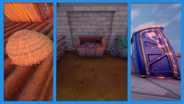 Fortnite - Destruye escondites: montón de paja, contenedores de basura y baños portátiles