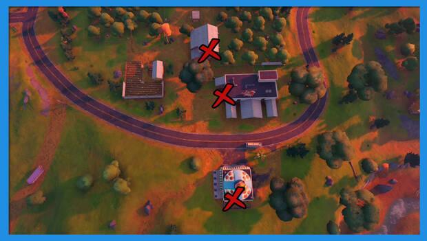 Fortnite - Destruye escondites: ubicación de escondites en El Huerto