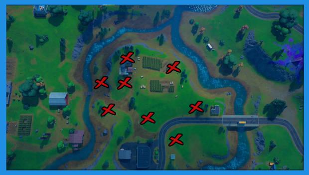 Fortnite - Coloca vacas señuelo en granjas: vacas señuelo en Granja de Acero