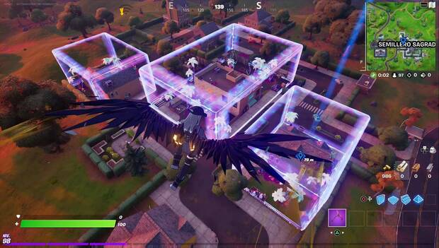Fortnite - Abre cofres o cajas de munición en zonas de gravedad baja: cubo de gravedad baja