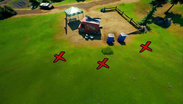 Fortnite - Planta árboles en Colina corta, Camioneta del Dúo Cubierto o Radio FN: árboles en la Camioneta del Dúo Cubierto