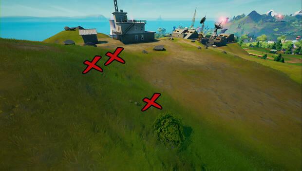 Fortnite - Planta árboles en Colina corta, Camioneta del Dúo Cubierto o Radio FN: ubicación de los árboles en Radio FN