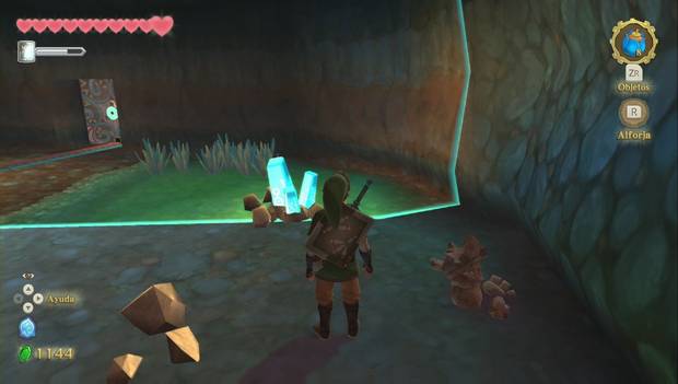 The Legend of Zelda Skyward Sword HD - Desierto de Lanayru: cristal azul en la roca