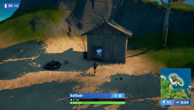 Fortnite Battle Royale - Construye un semillero criadero de madera: cabaña con semillero criadero de madera al norte de la isla