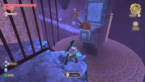 The Legend of Zelda Skyward Sword HD - Gran caverna ancestral: palanca para invertir el giro