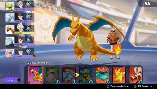 Pokémon Unite - Cómo jugar: roster de pokémon