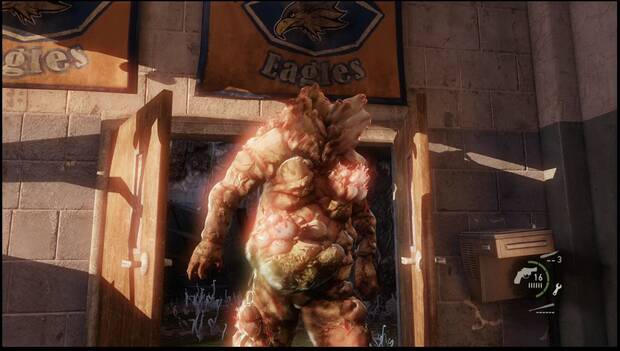 The Last of Us - Capítulo 3 Ciudad de Bill: un hinchado aparece por la puerta del fondo del gimnasio de la escuela