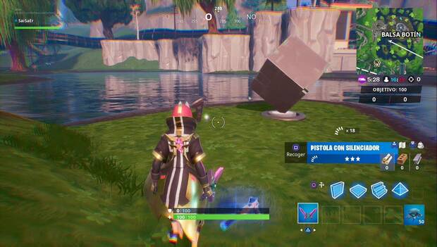 Fortnite - Monumento al cubo en balsa botín