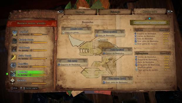 Monster Hunter World Iceborne - Beotodus: objetos que deja caer
