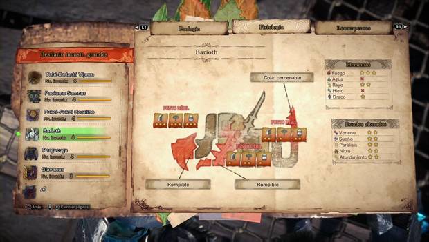 Monster Hunter World Iceborne - Barioth: puntos débiles