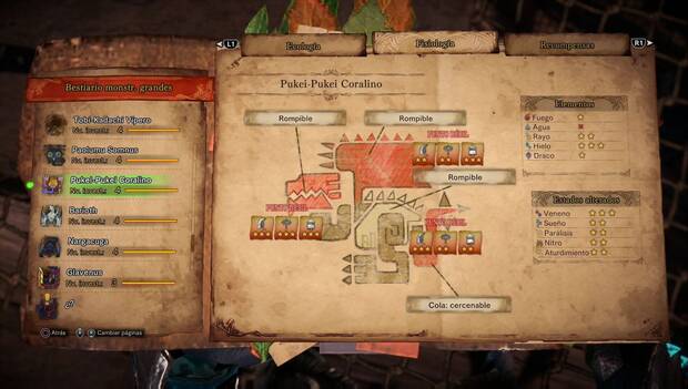 Monster Hunter World Iceborne - Pukei-Pukei Coralino: débilidades y fortalezas