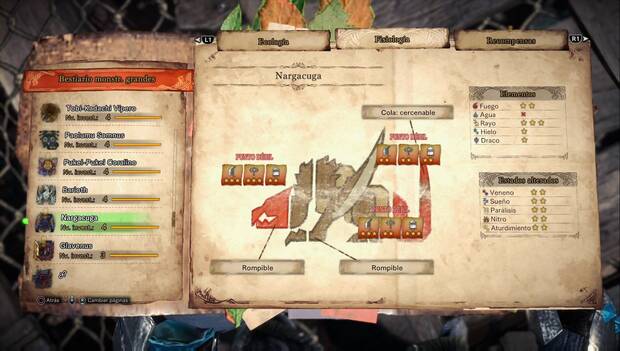 Monster Hunter World Iceborne - Nargacuga: debilidades y fortalezas