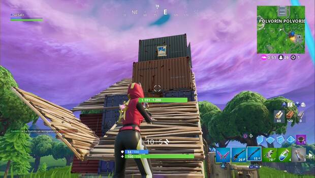 Fortnite - segundo contendor con ventanas en polvorín polvoriento