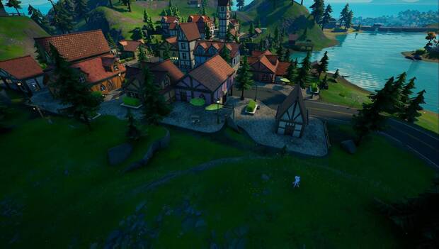 Fortnite Battle Royale - Coloca cámaras de vídeo en diferentes ubicaciones de aterrizaje de naves: cámara de vídeo de Campo Calígine
