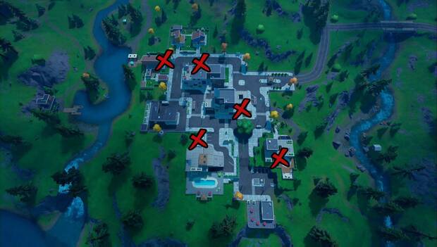 Fortnite Battle Royale - Recoge un florero en Albercas Adormecidas: mapa de floreros en Albercas Adormecidas