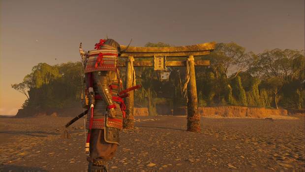 Ghost of Tsushima - Santuario de Nakajima: puertas tori en la isla