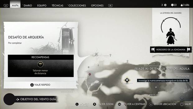 Ghost of Tsushima - Desafíos de arquería de la Isla de Iki: ubicación del desafío 1