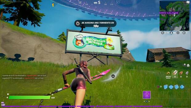 Fortnite Battle Royale - Equipa un detector y deshabilita una valla publicitaria alienígena en una misma partida: valla publicitaria