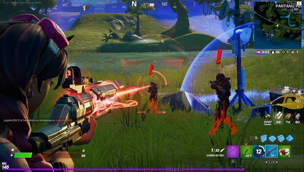 Fortnite Battle Royale - Misiones de la Semana 9: Descubre a un oponente con un escáner de reconocimiento y dispárale con un cañón de riel