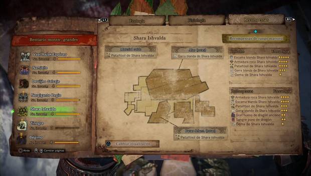 Monster Hunter World Iceborne - Omnidragón (Shara Ishvalda): pbjetos que deja caer y recompensas, forma 1