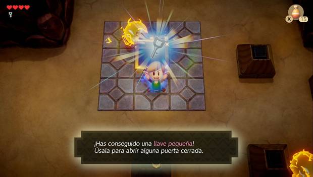 The Legend of Zelda: Link's Awakening - Cueva Tail: llave pequeña en la sala del gusano