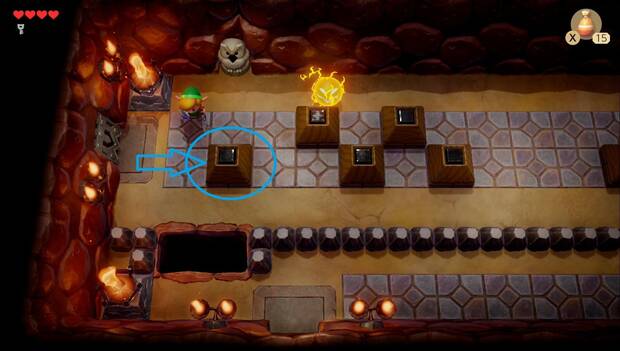 The Legend of Zelda: Link's Awakening - Cueva Tail: Bloque a empujar para abrir la puerta