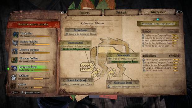 Monster Hunter World Iceborne - Odogaron Ébano: objetos que deja caer y recompensas