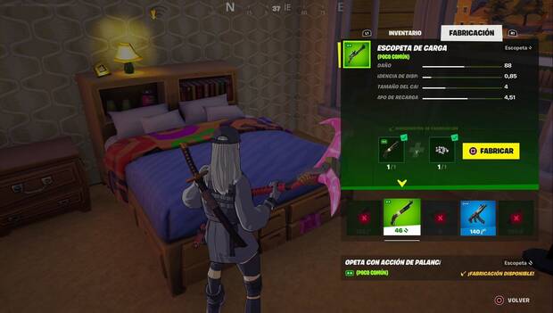 Fortnite Battle Royale - Misiones de Robellón: menú de fabricación de armas
