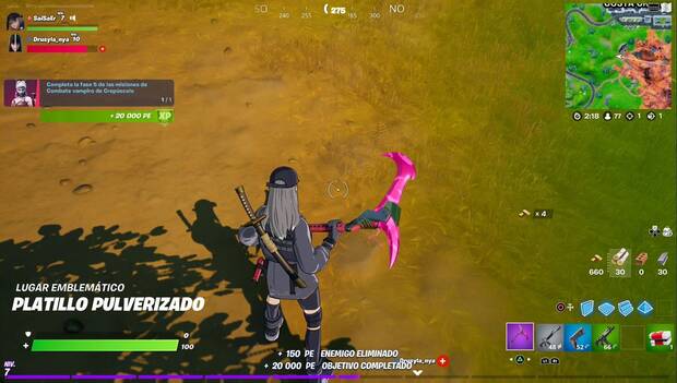 Fortnite Battle Royale - Misiones de Crepúsculo: eliminación con una herramienta de recolección