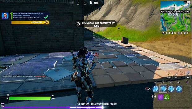 Fortnite Battle Royale - Misiones de Penny: estructuras construidas en Acantilados Arenosos