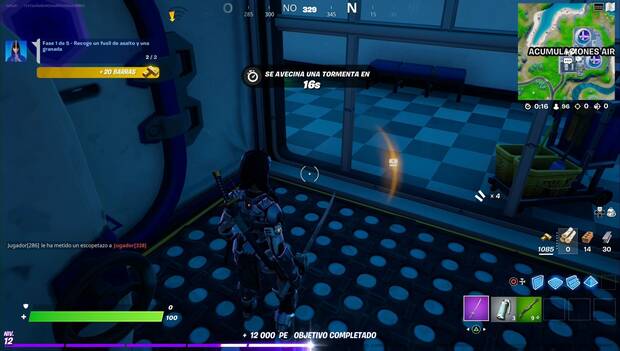 Fortnite Battle Royale - Misiones de Charlotte: fusil de aslato y granada recogidos