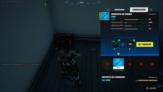 Fortnite Battle Royale - Misiones de Desguazo: menú de fabricación de objetos