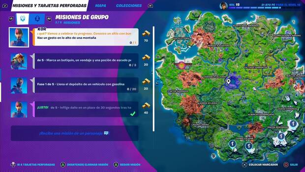 Fortnite Battle Royale - Misiones de Kor: montañas desde las que usar un gesto