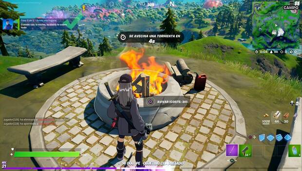 Fortnite Battle Royale - Misiones de Jonesy Oscuro: fogata avivada