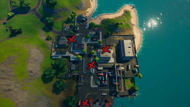 Fortnite Battle Royale - Coloca señales de advertencia: señales de advertencia en Muelles Mugrientos