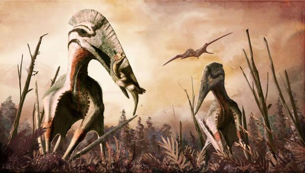 Representaci�n art�stica del Hatzegopteryx devorando una presa (Wikipedia)