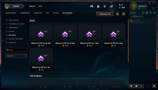 League of Legends: Adquiere mejoras de EXP con RP