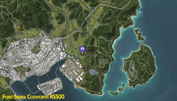 Forza Horizon 6 - Ubicaci�n en el mapa del granero con el coche abandonado Ford Sierra Cosworth RS500