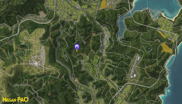 Forza Horizon 6 - Ubicaci�n en el mapa del granero con el coche abandonado Nissan PAO