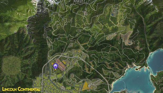 Forza Horizon 6 - Ubicaci�n en el mapa del granero con el coche abandonado Lincoln Continental