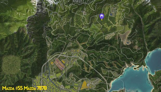 Forza Horizon 6 - Ubicaci�n en el mapa del granero con el coche abandonado Mazda 55 Mazda 787B