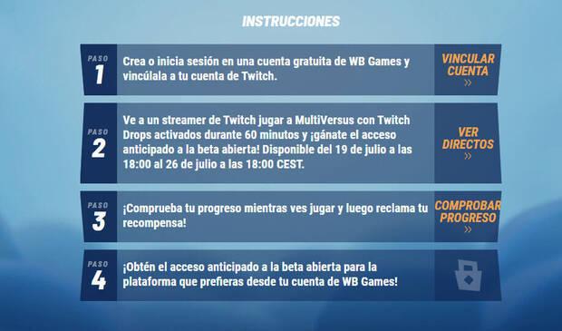 Instrucciones para conseguir acceso anticipado a la beta abierta de MultiVersus.