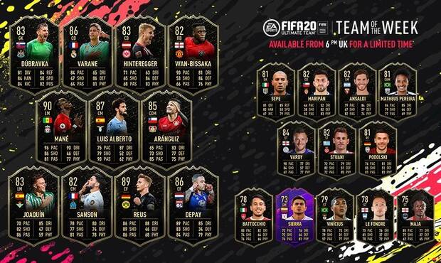 Listado completo del TOTW 13 - FIFA 20