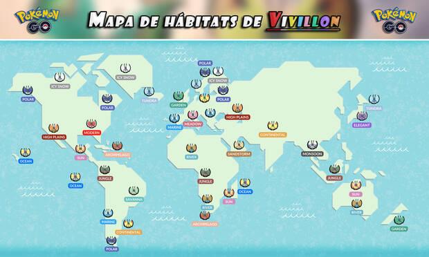 Pokmon GO - Mapa de todos los hbitats de motivos de Vivillon