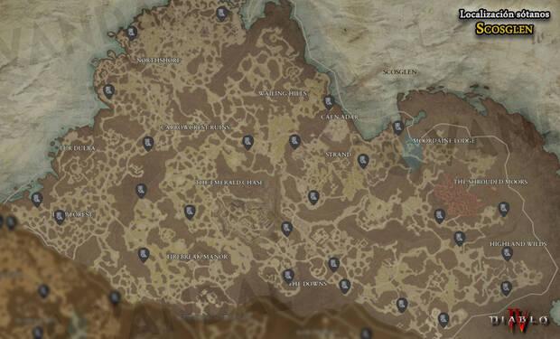 Diablo 4 - Localización de todos los sótanos en Scosglen