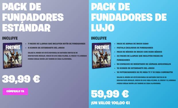 Precios y packs de Fortnite Salvar el mundo