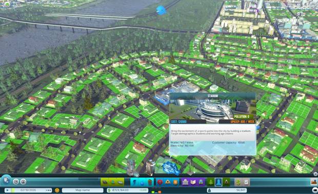 Este es el ejemplo perfecto de una barriada residencial en ‘Cities: Skyline’. Es un lugar cómodo, bien comunicado y libre de ruidos y contaminación.