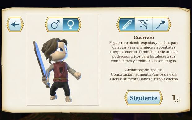 Hay tres clases disponibles, y tanto si atacas cuerpo a cuerpo o a distancia tendrás que afilar de vez en cuando tu arma para que siga haciendo daño.