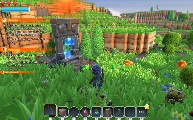 La primera isla está repleta de recursos y de enemigos no demasiado potentes, para que te vayas acostumbrando a cómo funciona el juego con un pequeño tutorial (opcional) incluido.