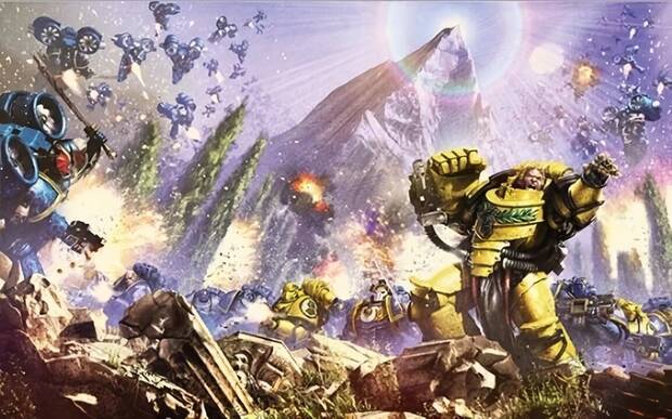 Warhammer 40.000 - ¿Qué son los tiránidos? Representación de la Batalla de Sotha con el Pharos de fondo